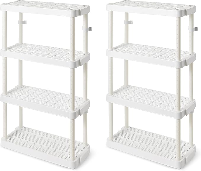 Gracious Living 4 Shelf Adjustable Height Medium Duty Storage Unit 14 x 32 x by GraciousLiving