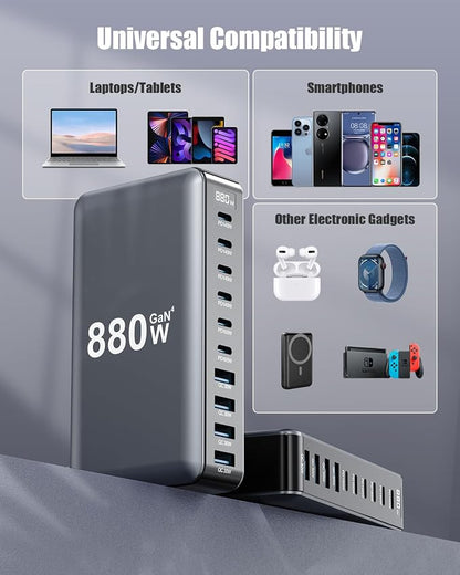 880W USB C Charger Block, 8-Port USB C Charging Station GaN IV Travel - Image 3