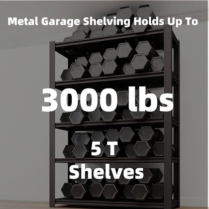 5 Tier Metal Shelving Unit, Adjustable Storage Shelves, Living Room - Image 4