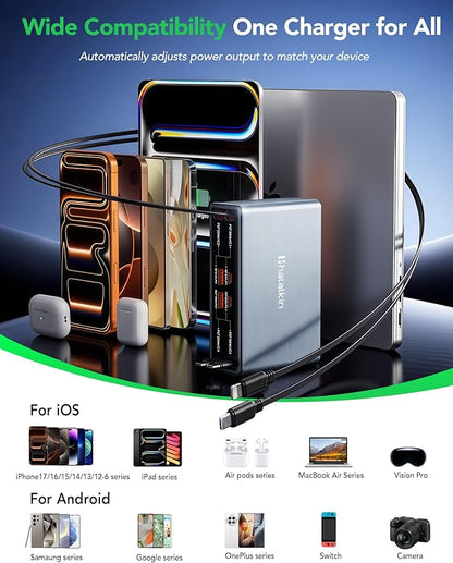 8-in-1 Retractable Charger for Apple Samsung USB C Gan Multiple Devices | 105W - Image 6
