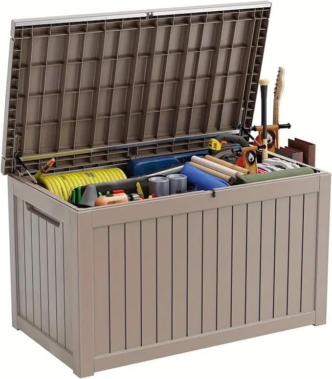 230 Gallon Waterproof Outdoor Storage Box, UV Resistant Resin Deck Box by KFY