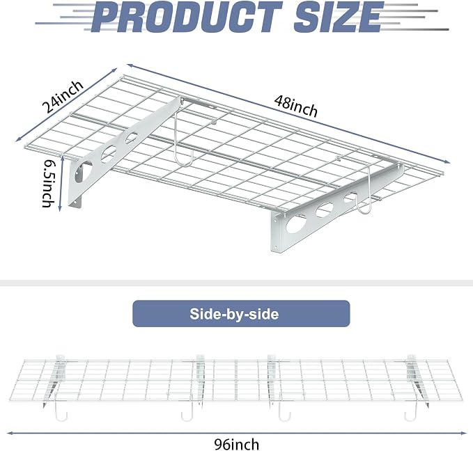 WALMANN 2-Pack Garage Wall Shelves, 2 x 4 ft/24 x 48 in Wall Mounted Storage - Image 4