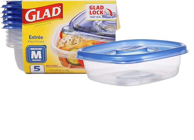 GladWare Entree Food Storage Containers, Medium Square Holds 25 Ounces of Food by GladTrashFoodStorage