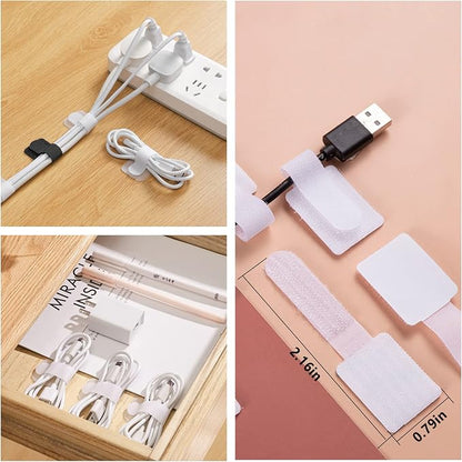 White Cable Management Organizer Kit 4 Cable Sleeve Split, 47Cable Clips 12Cord - Image 5
