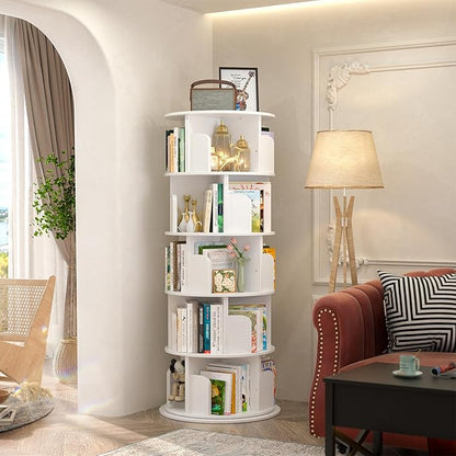 Aheaplus Rotating Bookshelf, 360 Display Wood Spinning Bookshelf Tower - Image 2