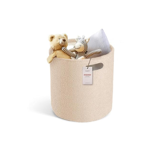 PUTSKA Basket – Round Storage for Clothes – Soft Baby Girl Basket for Nursery by Putska
