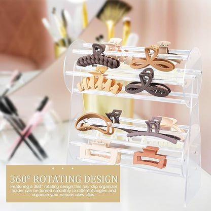 SNOWSTAR Acrylic Claw Clip Organizer Holder, 360-Degree Rotating Claw Clip - Image 4