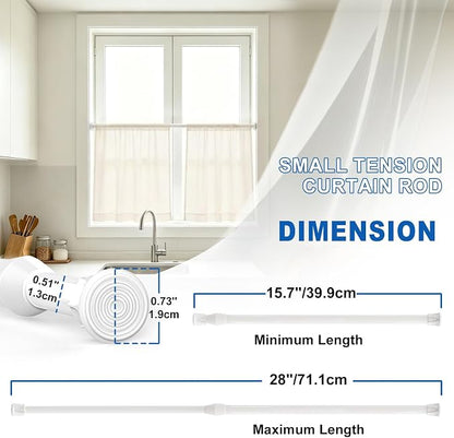 2 Pack Small Tension Curtain Rod, Short Adjustable Extendable | Spring Loaded - Image 4