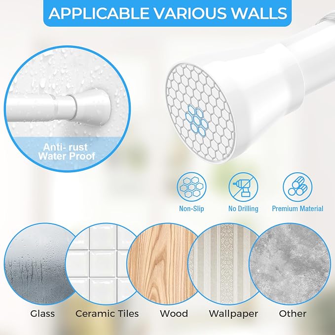 AIZESI 2PCS Small Tension Curtain Rod 16-26 Inch Adjustable White Curtain Rods - Image 5