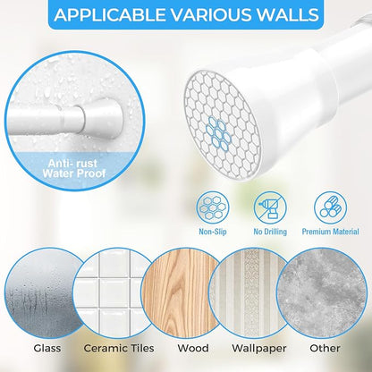 AIZESI 2PCS Small Tension Curtain Rod 16-26 Inch Adjustable White Curtain Rods - Image 5