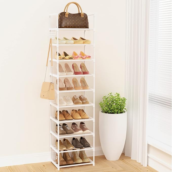 Metal Shoe Rack Organizer 10 Tiers, 20-24 Pairs Narrow Tall Shoe Racks - Image 9