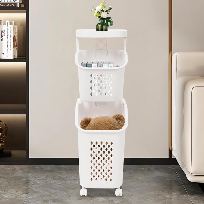 2 Tier Laundry Basket Holder, Utility Laundry Basket - Image 3