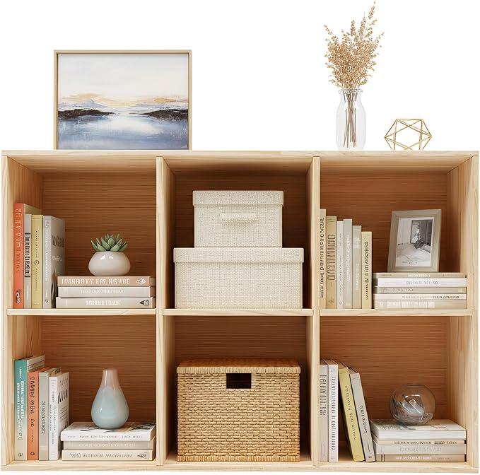 6 Cube Storage Shelf, 2-Tier Solid Wood Cube Storage Organizer, Vertical or by Unknown