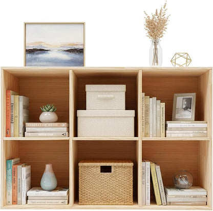 6 Cube Storage Shelf, 2-Tier Solid Wood Cube Storage Organizer, Vertical or by Unknown