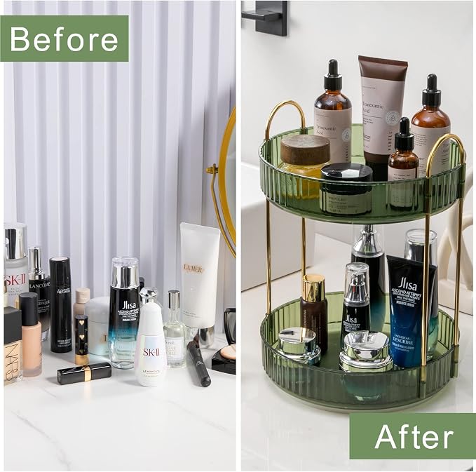Rotating Makeup Organizer for Vanity, High-Capacity Skincare Make Up Storage - Image 4