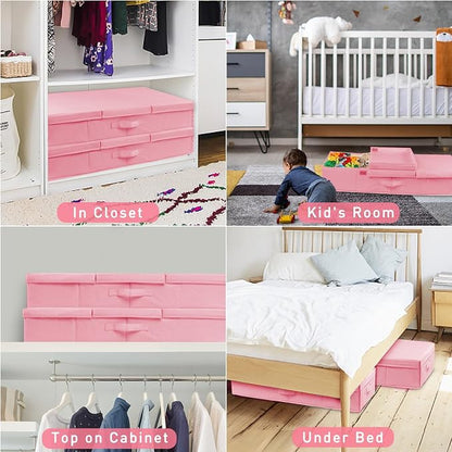 punemi Under Bed Storage With Lids, 2 Pack Pink Underbed Storage Bins Containers - Image 6