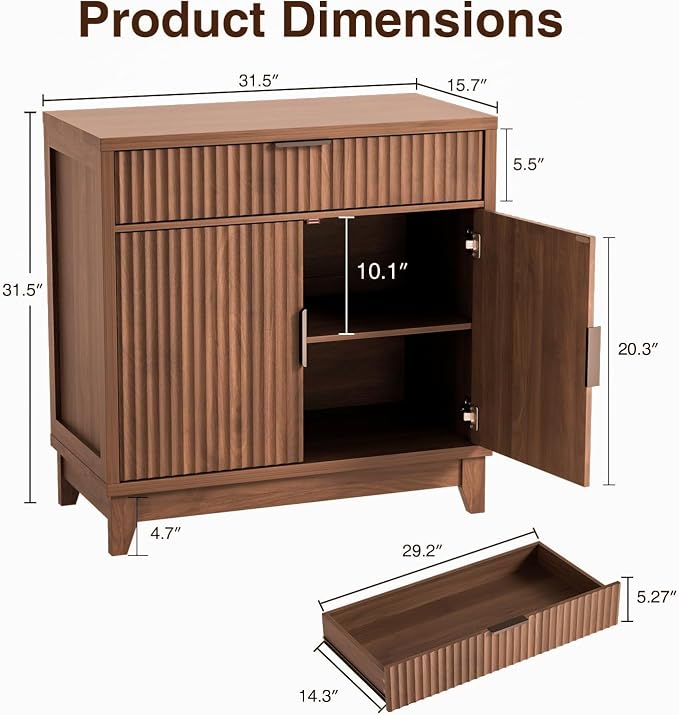 Vabches Fluted Sideboard Buffet Cabinet - Image 9
