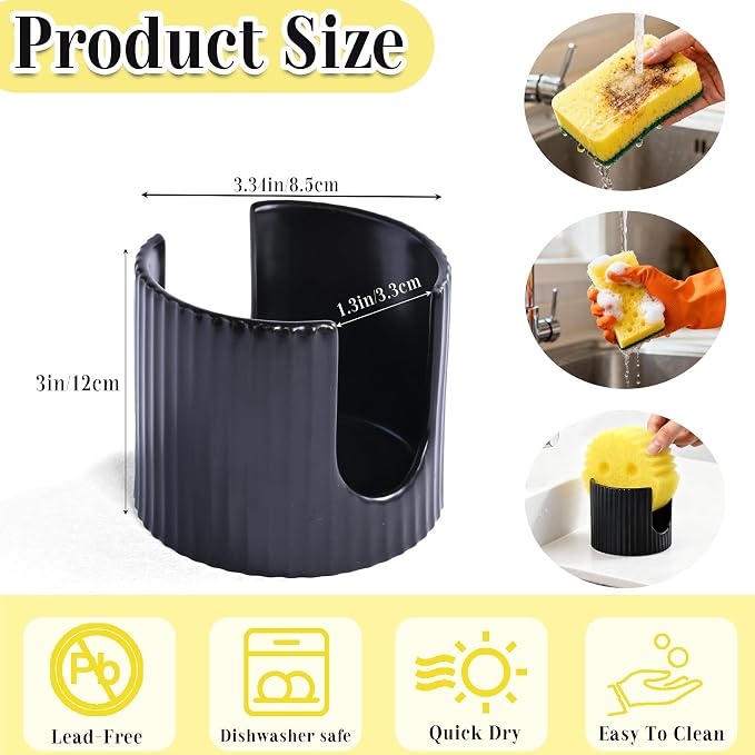 Kitchen Sponge Holder, 3 inch heigh Ceramic Sponge Holder - Image 2