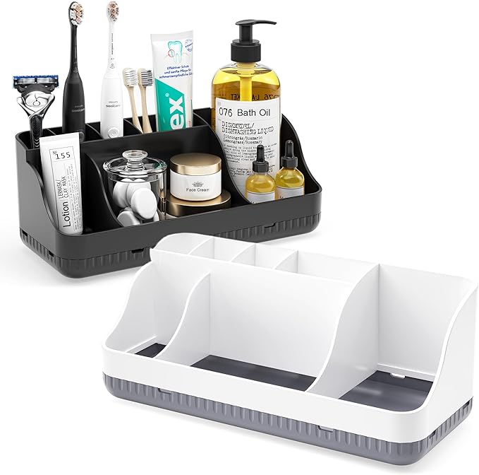 Bathroom Counter Organizer and Storage, 7 Slots Detachable Toothbrush Holders by Homtalker