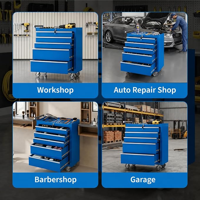 Garvee Rolling Tool Chest, 5 Drawers Tool Storage Cabinet, Toolbox - Image 6