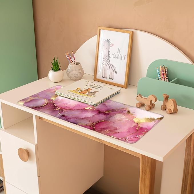 Pink Marble Ink Mouse Pad – Large Extended Desk Mat 31.5 x 11.8 in– Elegant - Image 3