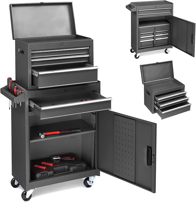 Winado 4-Drawer Rolling Tool Chest, 2-in-1 Large Storage Toolbox, Lockable by Winado