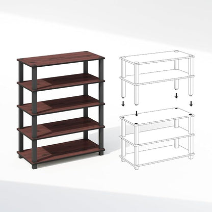 Furinno Turn-S-Tube Storage Shelves Set of 2, 3-Tier Stackable Standing Shelf - Image 4