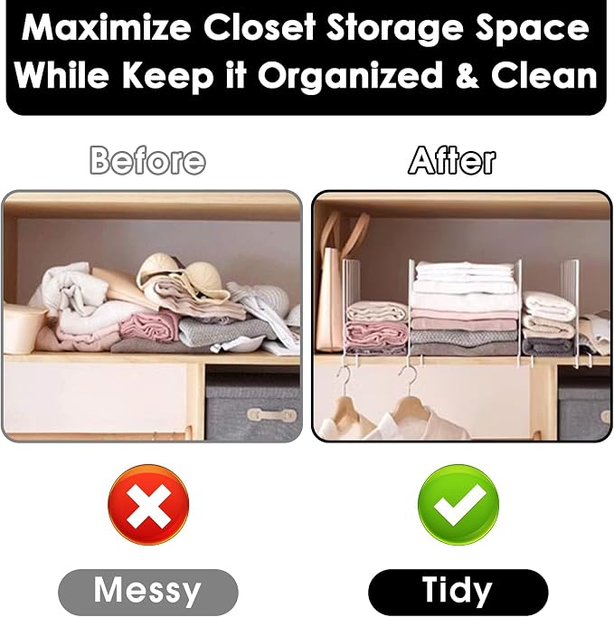 Shelf Dividers, 8 Pack Closet Organizers and Storage, Metal Closet Dividers - Image 5