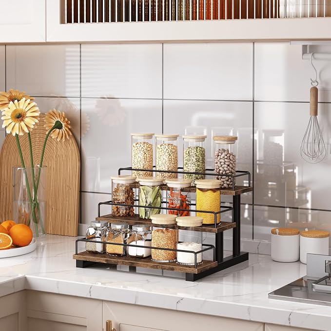 Homode Liquor Bottle Display Shelf, Coffee Syrup Rack Organizer, 3 Tier Wine - Image 9