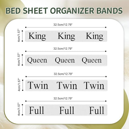 4 Pieces Bed Sheet Organizer and Storage Size Label Bands, Elastic Linen Labels - Image 2