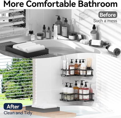 YASONIC Corner Shower Caddy Adhesive, 100% Rustproof Shower Organizer, No Drill - Image 8