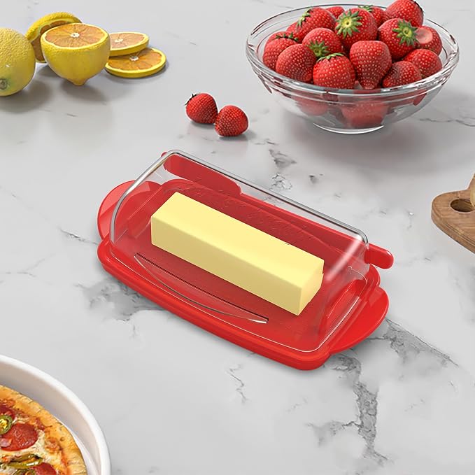 Butter Dishes with Lid for Countertop Refrigerator, Plastic Butter Dish Clear - Image 2