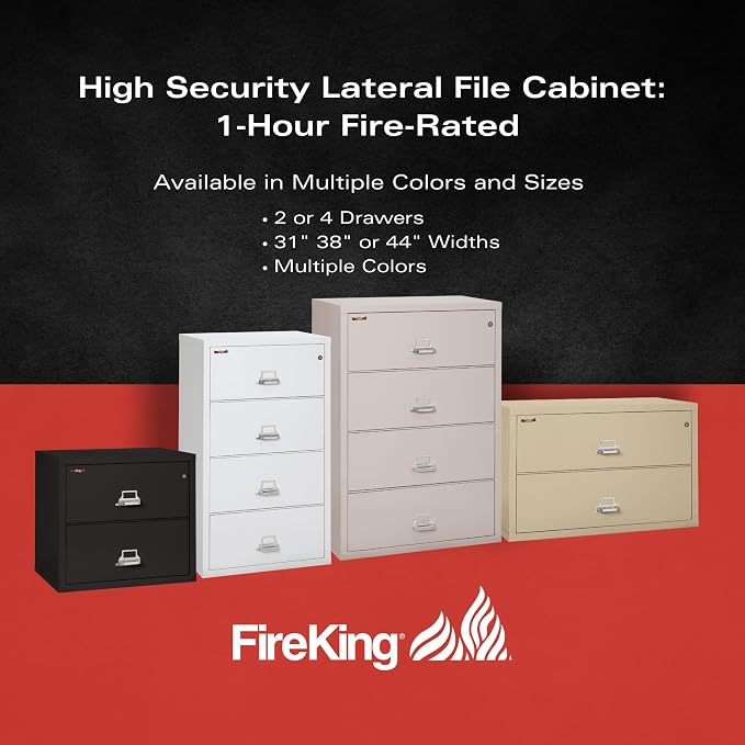 Fireking Fireproof Lateral File Cabinet, 27.75" H x 44.5" W x 22.13" D - Image 6