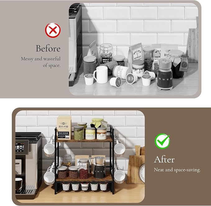 Coffee Bar Organizer, 3 Tier Coffee Station Organizer - Image 3