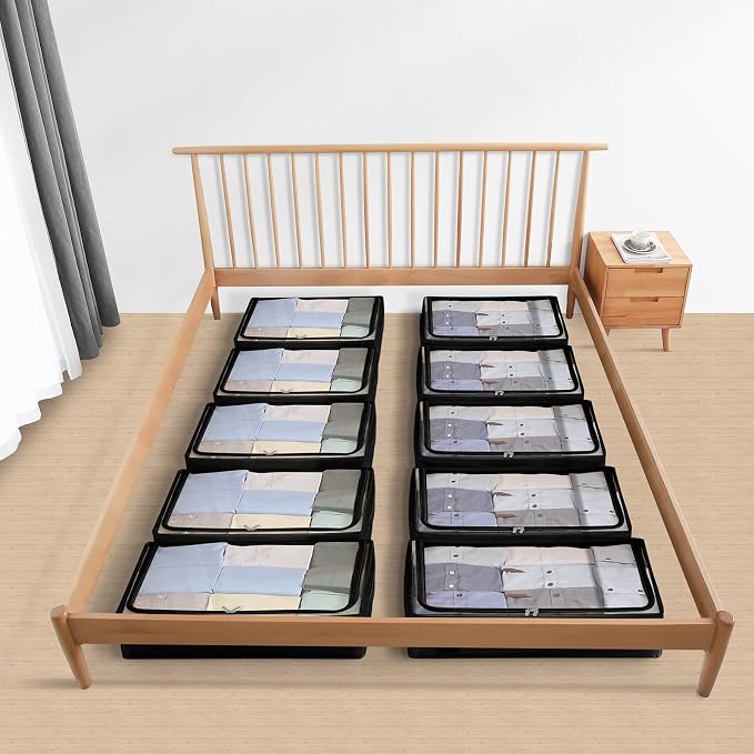 Under Bed Storage Bins Frame Storage Box Oxford Fabric Sturdy Underbed - Image 7