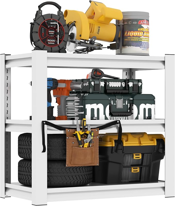 31.5" H Metal Storage Shelving, 1500LBS Heavy Duty Shelves Unit, Adjustable 3 by BIZOEIRON