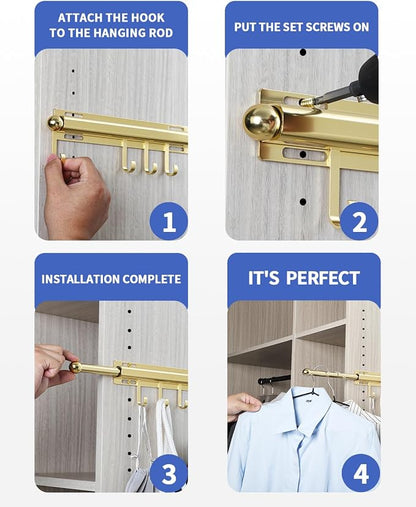 BaiNong Valet Rod for Closets Pull Out 12" Gold - Image 7