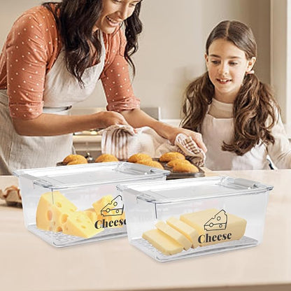 Cheese Container Airtight with Draining Basket Cream Cheese Sliced Cheeses Box - Image 7
