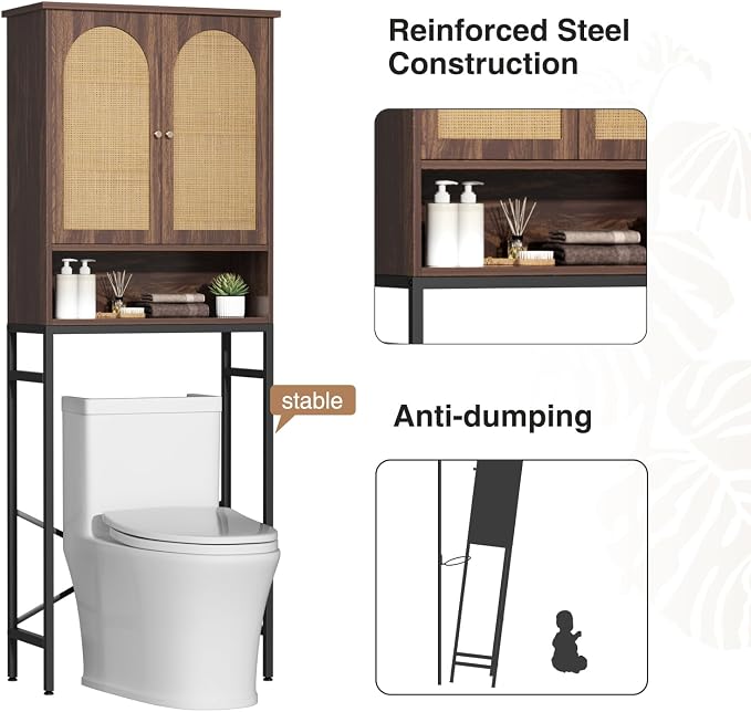 Befrases Rattan Toilet Storage Cabinet, Over the Rack Wood Cabinet - Image 7