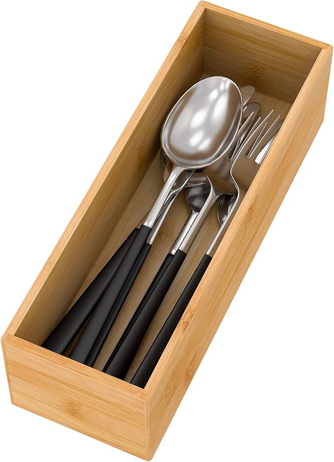 Bamboo Kitchen Drawer Organizer, Wooden Storage Box by Bambloom