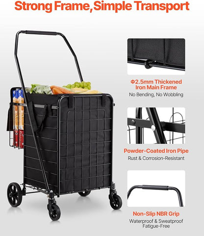 VEVOR Shopping Cart, Folding Grocery Utility Cart - Image 7