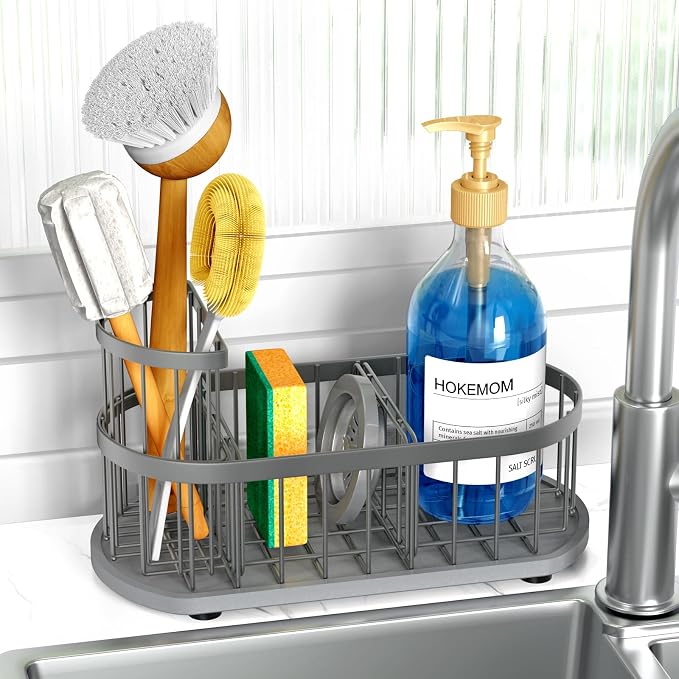 Kitchen Sink Organizer with Sponge Holder & Brush Holder by HOKEMOM