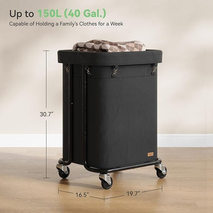 Laundry Basket with Wheels 150L/40Gal, Rolling Laundry Hamper with Steel Fram - Image 7