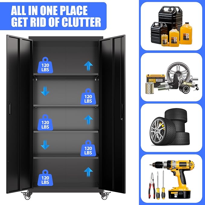 73" H Metal Garage Storage Cabinet - Image 8
