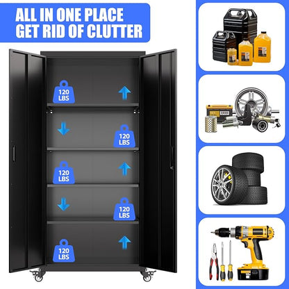 73" H Metal Garage Storage Cabinet - Image 8