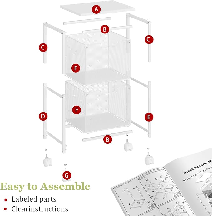 Rolling File Cart with 2 Storage Drawers, Under Desk Storage Cart | Hanging - Image 8