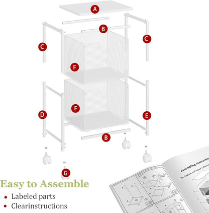 Rolling File Cart with 2 Storage Drawers, Under Desk Storage Cart | Hanging - Image 8
