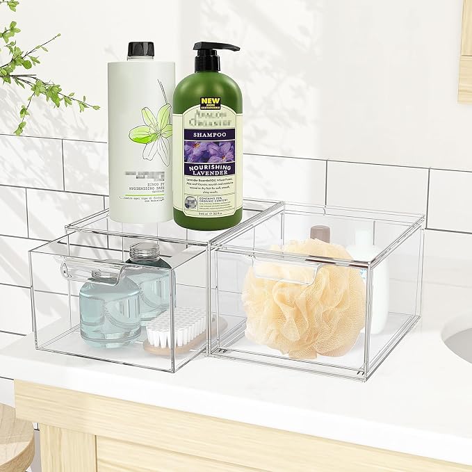 4 Pack Stackable Acrylic Makeup Organizer, Jewelry and Home Storage - Image 2