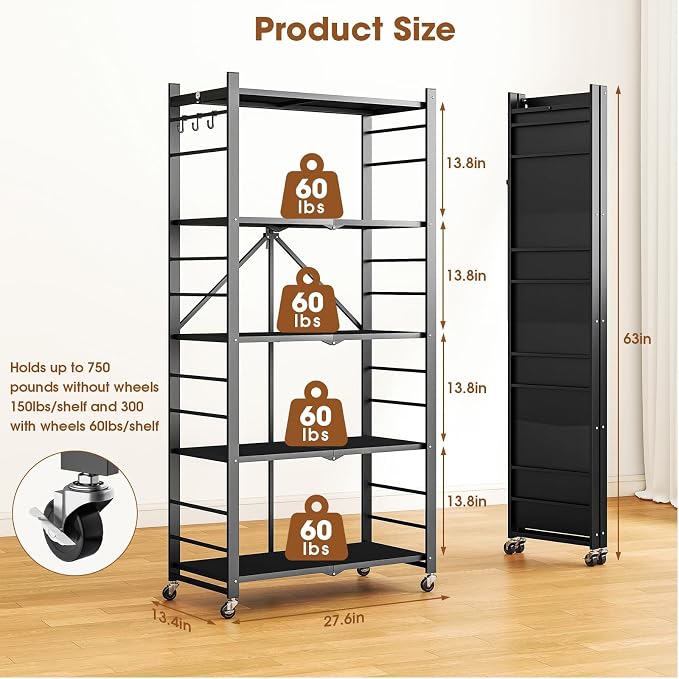 Fenbeli Foldable Shelves with Wheels - Image 3