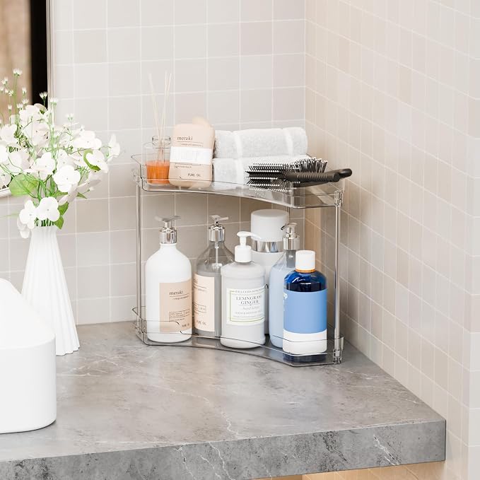 Yieac Clear Bathroom Counter Corner Shelf - Image 2